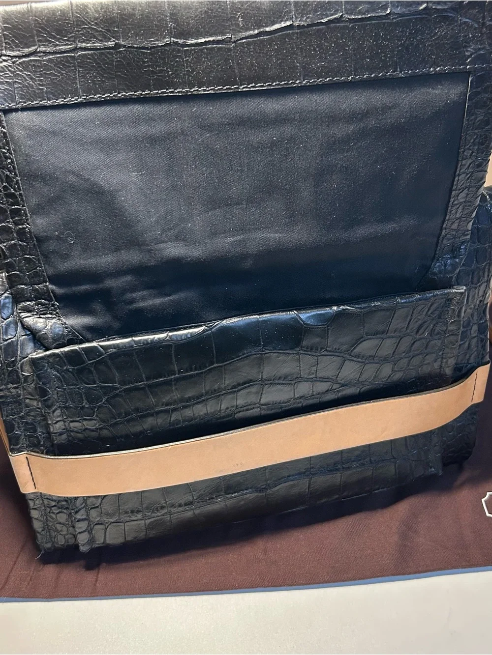 Coach Black Croc Embossed Carryall Satchel Tote Bleecker 28305 hang tags RARE